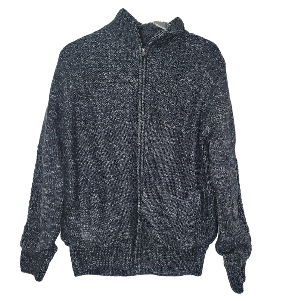 Amongst Others Ribbed-Knit Jacket Gray Pockets‎ Full Zip Casual Grunge Outdoor M